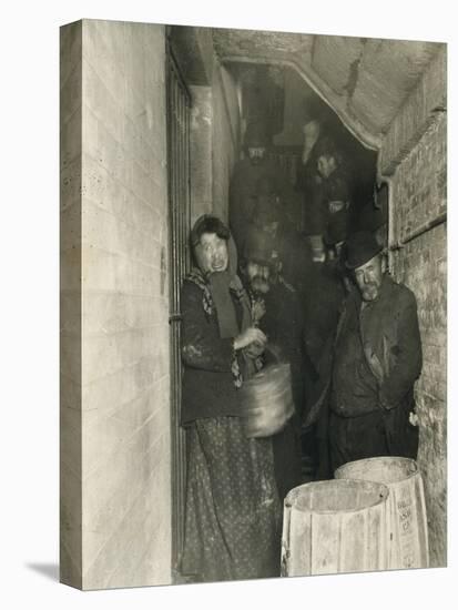 Waiting to Be Let in the Mulberry Street Station, 1892 (Gelatin Silver Print)-Jacob August Riis-Stretched Canvas