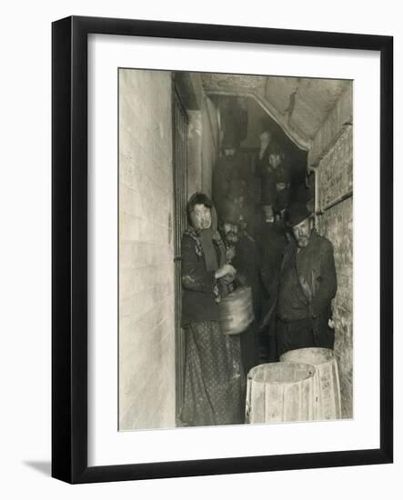 Waiting to Be Let in the Mulberry Street Station, 1892 (Gelatin Silver Print)-Jacob August Riis-Framed Giclee Print