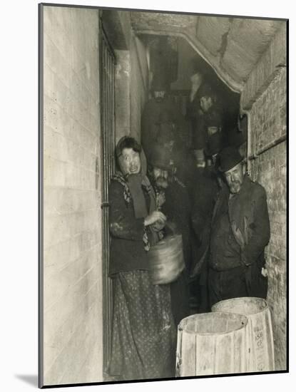 Waiting to Be Let in the Mulberry Street Station, 1892 (Gelatin Silver Print)-Jacob August Riis-Mounted Giclee Print
