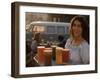 Waitress Carrying Tray of Carrot, Celery. Beet, Orange, Apple, and Grapefruit Juice at "The Source"-Michael Rougier-Framed Photographic Print