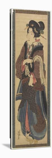 Waitress Holding a Black Lacquer Stand, Early 19th Century-Keisai Eisen-Stretched Canvas