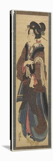 Waitress Holding a Black Lacquer Stand, Early 19th Century-Keisai Eisen-Stretched Canvas