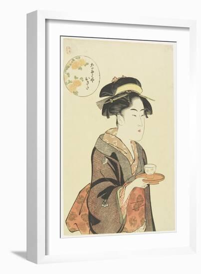 Waitress Okita of Naniwaya Teahouse, 1792-1793-Katsukawa Shuncho-Framed Giclee Print