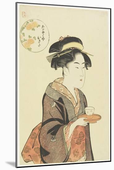 Waitress Okita of Naniwaya Teahouse, 1792-1793-Katsukawa Shuncho-Mounted Giclee Print