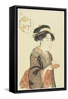Waitress Okita of Naniwaya Teahouse, 1792-1793-Katsukawa Shuncho-Framed Stretched Canvas