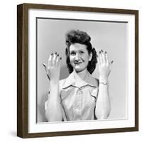 Waitress Showing Her Neatly Polished Nails at Industry School in Wichita, Kansas. 1949-George Skadding-Framed Photographic Print