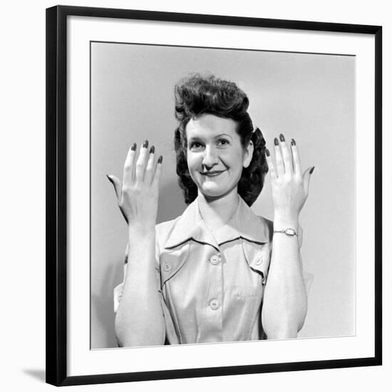 Waitress Showing Her Neatly Polished Nails at Industry School in Wichita, Kansas. 1949-George Skadding-Framed Photographic Print