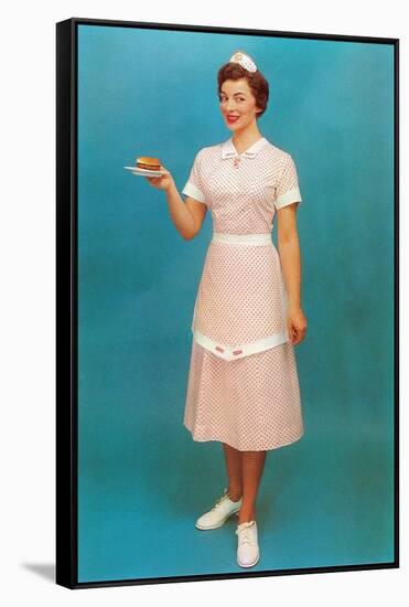 Waitress with Hamburger, Retro-null-Framed Stretched Canvas