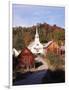 Waits River, View of Church and Barn in Autumn, Northeast Kingdom, Vermont, USA-Walter Bibikow-Framed Photographic Print