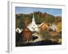 Waits River, View of Church and Barn, Northeast Kingdom, Vermont, USA-Walter Bibikow-Framed Photographic Print