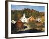 Waits River, View of Church and Barn, Northeast Kingdom, Vermont, USA-Walter Bibikow-Framed Photographic Print