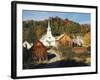 Waits River, View of Church and Barn, Northeast Kingdom, Vermont, USA-Walter Bibikow-Framed Photographic Print