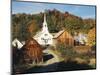 Waits River, View of Church and Barn, Northeast Kingdom, Vermont, USA-Walter Bibikow-Mounted Photographic Print