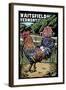 Waitsfield, Vermont - Rooster - Scratchboard-Lantern Press-Framed Art Print