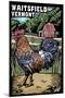 Waitsfield, Vermont - Rooster - Scratchboard-Lantern Press-Mounted Art Print