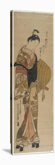 Wakashu in the Guise of Komuso, 1736-1741-Okumura Masanobu-Stretched Canvas