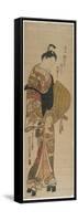 Wakashu in the Guise of Komuso, 1736-1741-Okumura Masanobu-Framed Stretched Canvas
