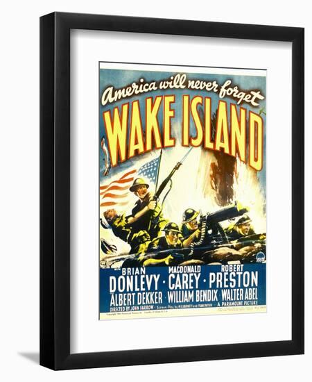WAKE ISLAND, window card, 1942.-null-Framed Art Print