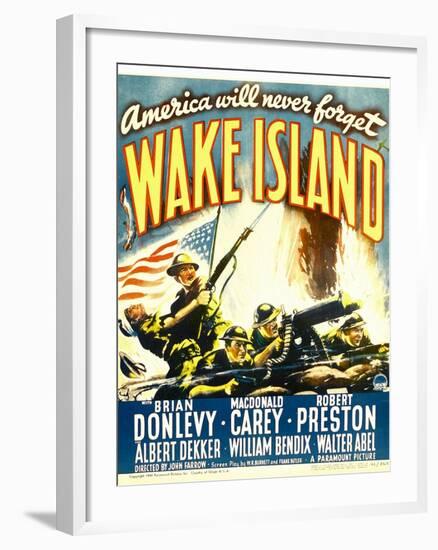 WAKE ISLAND, window card, 1942.-null-Framed Art Print