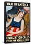 'Wake Up America' Poster-James Montgomery Flagg-Framed Stretched Canvas