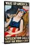 'Wake Up America' Poster-James Montgomery Flagg-Stretched Canvas