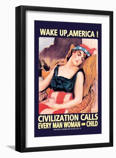 Wake Up, America!-James Montgomery Flagg-Framed Art Print