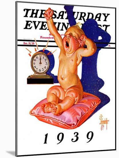 "Waking to the New Year," Saturday Evening Post Cover, December 31, 1938-Joseph Christian Leyendecker-Mounted Giclee Print