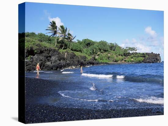 Walanapanapa Black Sand Beach, Hana Coast, Maui, Hawaii, Hawaiian Islands, USA-Alison Wright-Stretched Canvas