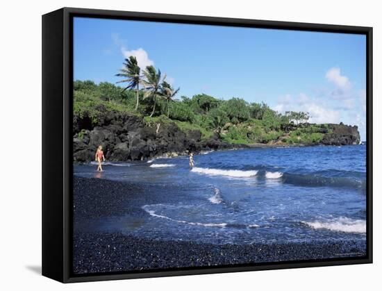 Walanapanapa Black Sand Beach, Hana Coast, Maui, Hawaii, Hawaiian Islands, USA-Alison Wright-Framed Stretched Canvas