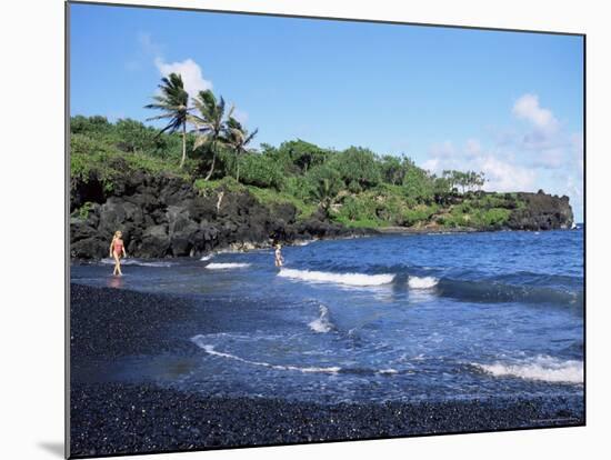 Walanapanapa Black Sand Beach, Hana Coast, Maui, Hawaii, Hawaiian Islands, USA-Alison Wright-Mounted Photographic Print