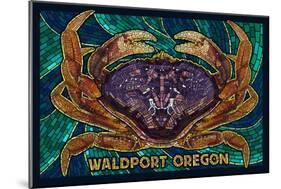 Waldport, Oregon - Dungeness Crab Mosaic-Lantern Press-Mounted Art Print