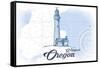 Waldport, Oregon - Lighthouse - Blue - Coastal Icon-Lantern Press-Framed Stretched Canvas