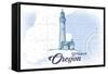 Waldport, Oregon - Lighthouse - Blue - Coastal Icon-Lantern Press-Framed Stretched Canvas
