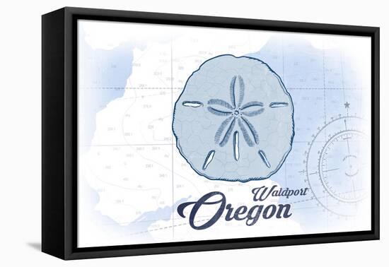 Waldport, Oregon - Sand Dollar - Blue - Coastal Icon-Lantern Press-Framed Stretched Canvas