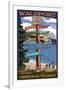 Waldport, Oregon - Sign Destinations #2-Lantern Press-Framed Art Print