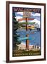 Waldport, Oregon - Sign Destinations #2-Lantern Press-Framed Art Print
