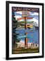 Waldport, Oregon - Sign Destinations #2-Lantern Press-Framed Art Print