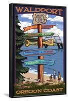 Waldport, Oregon - Signpost Destinations-Lantern Press-Framed Art Print