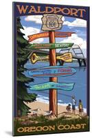 Waldport, Oregon - Signpost Destinations-Lantern Press-Mounted Art Print