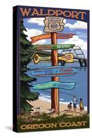 Waldport, Oregon - Signpost Destinations-Lantern Press-Stretched Canvas