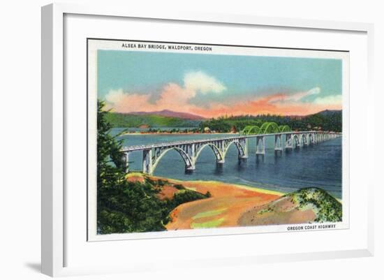 Waldport, Oregon - View of the Alsea Bay Bridge-Lantern Press-Framed Art Print