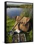 Wales, Conwy, A Trout Rod and Fly Fishing Equipment Beside a Hill Lake in North Wales, UK-John Warburton-lee-Framed Stretched Canvas