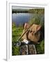 Wales, Conwy, A Trout Rod and Fly Fishing Equipment Beside a Hill Lake in North Wales, UK-John Warburton-lee-Framed Photographic Print