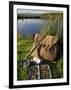 Wales, Conwy, A Trout Rod and Fly Fishing Equipment Beside a Hill Lake in North Wales, UK-John Warburton-lee-Framed Photographic Print