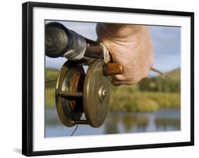 Wales, Conwy, Trout Fishing at a Hill Lake in North Wales, UK-John Warburton-lee-Framed Photographic Print