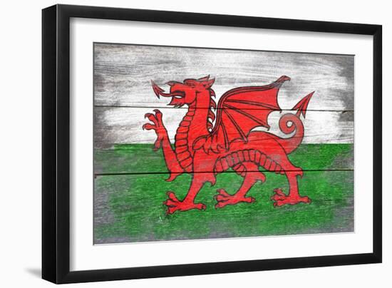 Wales Country Flag - Barnwood Painting-Lantern Press-Framed Art Print