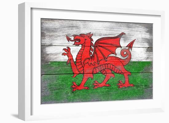 Wales Country Flag - Barnwood Painting-Lantern Press-Framed Art Print