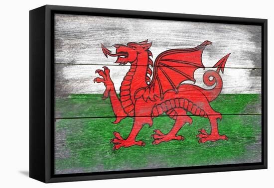 Wales Country Flag - Barnwood Painting-Lantern Press-Framed Stretched Canvas