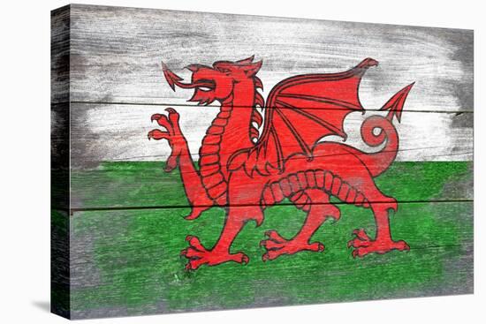 Wales Country Flag - Barnwood Painting-Lantern Press-Stretched Canvas