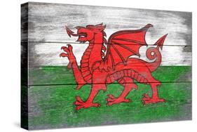 Wales Country Flag - Barnwood Painting-Lantern Press-Stretched Canvas